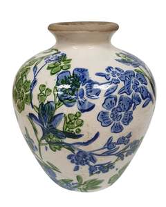 Gifts For Mum: 13cm Bud Vase Narrow Bulb - Botanical Blue