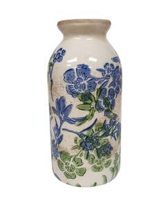 Gifts For Mum: 15cm Bud Vase Botanical Blue - Small