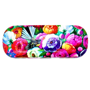 NZ Artwork Glasses Case - Fantail & Flowers