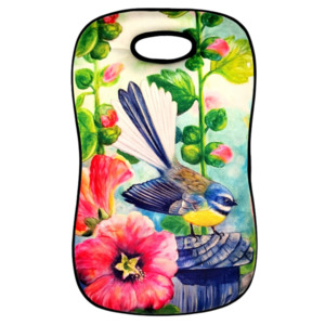 NZ Artwork Garden Kneeler - Fantail on fence post