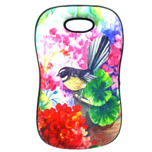 NZ Artwork Garden Kneeler - Fantail on Flower Pot