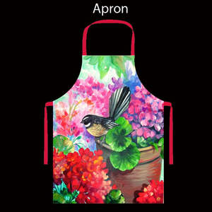 Kitchen: NZ Artwork Apron Fantail on garden pot