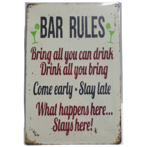 Novelty Signs: Art Tin Bar Laws