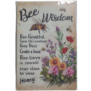 Novelty Signs: Art Tin Bee Wisdom