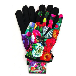 Garden: NZ Artwork Garden Gloves Fantail & Flowers