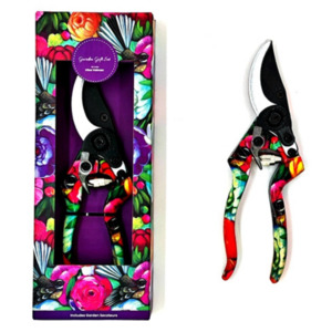 Garden: NZ Artwork Garden Secateurs Fantail & Flowers