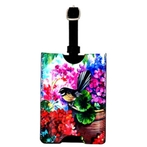 Travel Accessories: NZ Artwork Luggage Tag - Fantail on pot