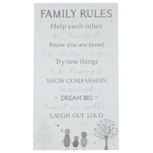 Novelty Signs: 43cm Family Rules House Plaque