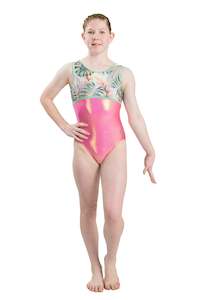 Short Sleeve Leotards: Pink Botanics | Sleeveless Leotard