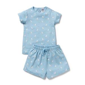 Organic Pointelle Short Sleeved Pyjamas | Sunny Seagulls
