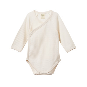Long Sleeve Kimono Pointelle Bodysuit | Natural
