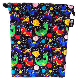 TOILET BAG KIDS - SPACE DINO - DRAWSTRING