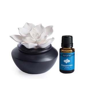 Oil Wax Melts: PORCELAIN ESSENTIAL OIL DIFFUSER GARDENIA  + PEPPERMINT OIL