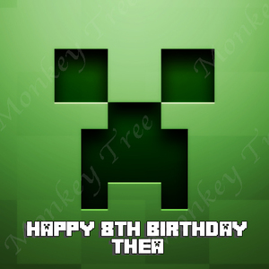 Minecraft Creeper Edible Cake Image Topper - can be personalised - The Monkey Tree