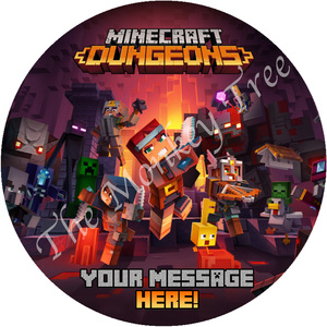 Minecraft Dungeons Round Edible Cake Topper Image - can be personalised - The Monkey Tree