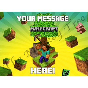 Minecraft Edible Cake Image Topper 4 - can be personalised - The Monkey Tree