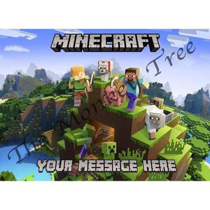 Minecraft Edible Cake Topper Image A4 - can be personalised - The Monkey Tree