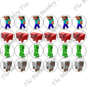 Minecraft Edible Cupcake Images 2 - set of 24 - The Monkey Tree