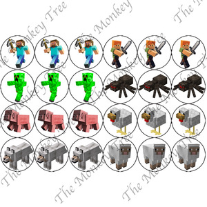 Minecraft Edible Cupcake Images 5 - set of 24 (new) - The Monkey Tree
