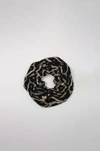 Hair Accessories: scrunchie / brown|blue animal abstract print