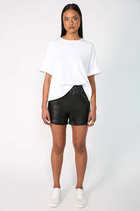 Shorts: luxe jogger short / black leather