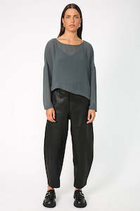 Back In Stock: follow long sleeve crop / mineral green