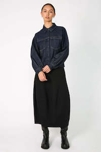 respite crop denim jacket / dark indigo