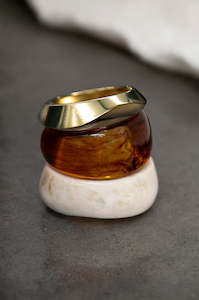 dome bangle stack / amber|marble|gold