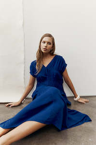 Dresses: connection midi dress / cobalt blue