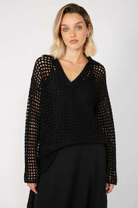Knitwear: chain sweater / black