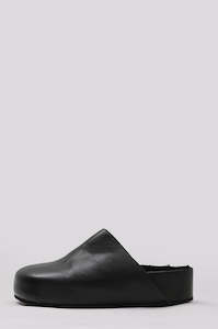 shearling mule / black|black