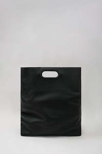 Bags: fold leather tote / black