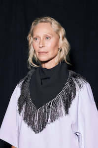 Scarves: fringed bandana scarf / black