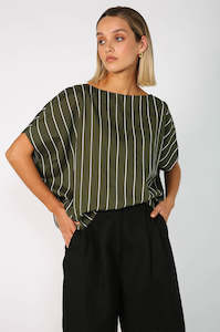 orbis top / khaki|white stripe