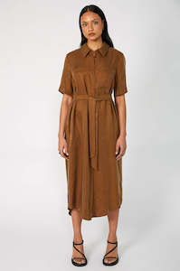 Dress Of The Week: line short sleeve shirt dress / caramel brown