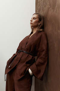 reward tie jacket / copper chocolate