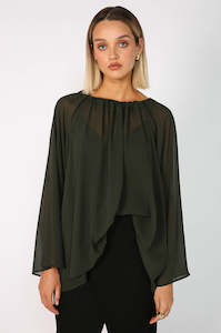 Moochi Chiffon: serene top / artillery green