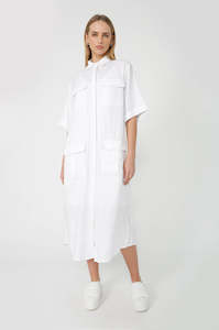 troop kaftan shirt dress / white