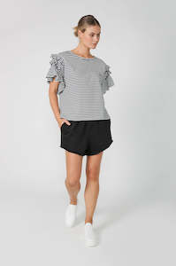 Under 50: escalate tee / navy|white stripe