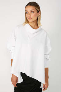 Shirts: funnelled overshirt / white