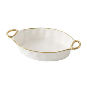Golden Handles Oval Baking Dish 33x22.9cm