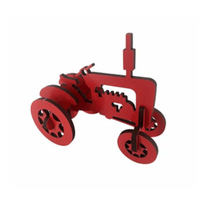 Christmas: Christmas Decoration - Tractor Block Red