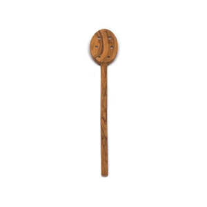 Kitchen: Oval Spoon with Holes Olive Wood 30cm
