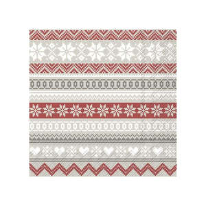 Cocktail Paper Napkins Nordic Pattern Cream Red