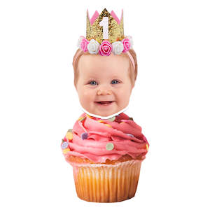 Cupcake Face Toppers - Pink Gold Crown