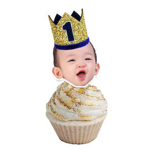 Cupcake Face Toppers: Cupcake Face Toppers - Gold Crown