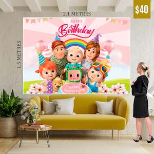 Cocomelon Backdrop - Pink