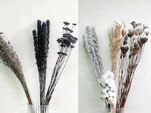 Fresh Flowers Foliage 1: Mixed dried flower box - Black & White - 9 bunches