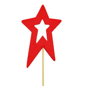 Nordic Wooden Star Pick 5.5Wx8.5Hx30Lcm Pk/12 - Red