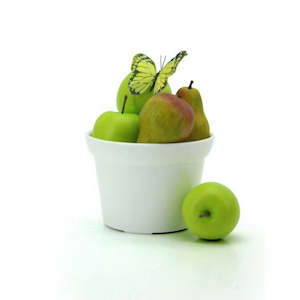 Plastic Round Pot Large 16.5TDx14.5BDx12Hcm - White